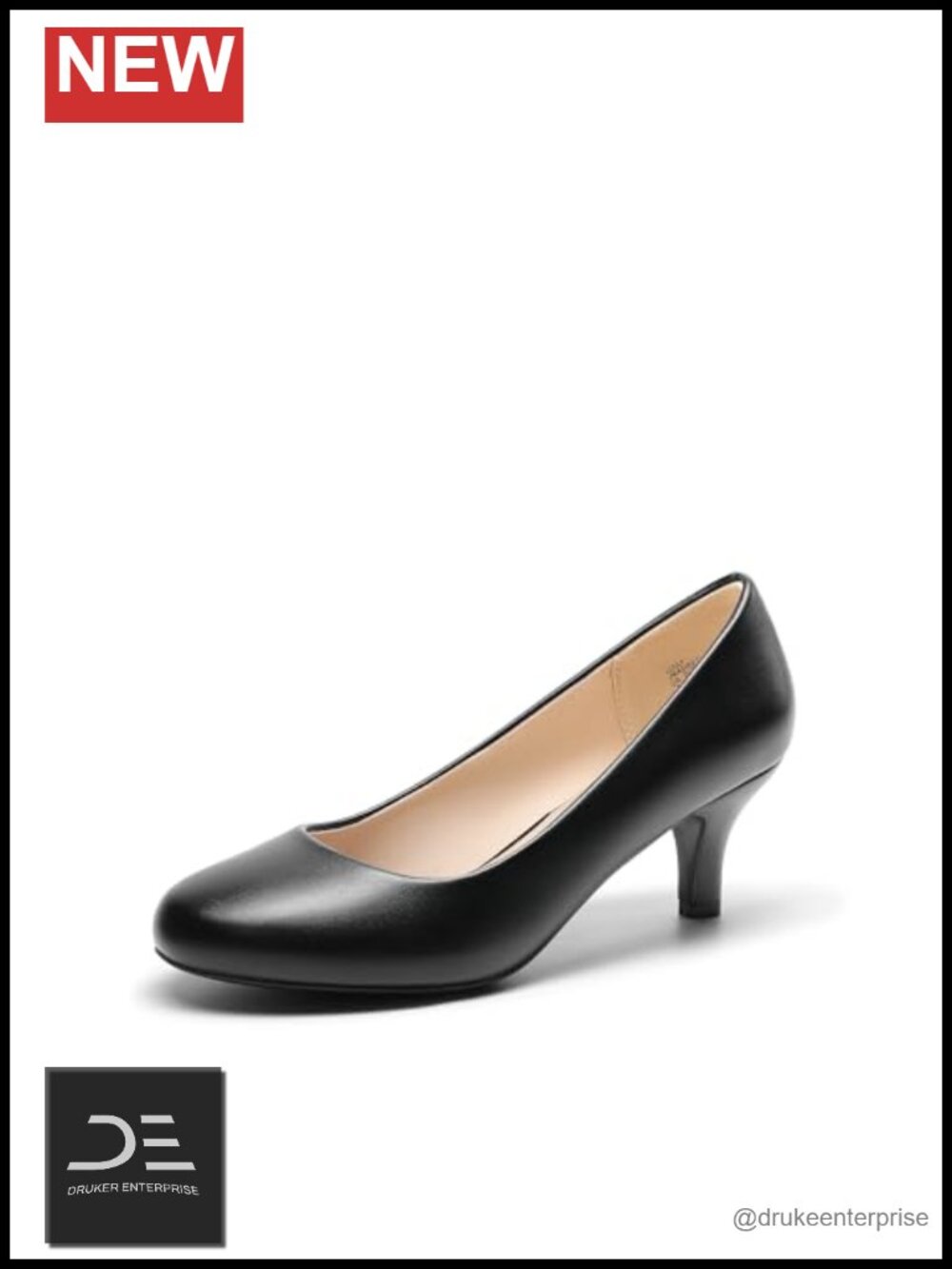 Women's Low Heel Pump Shoes with Round Toe and Slip-On Style